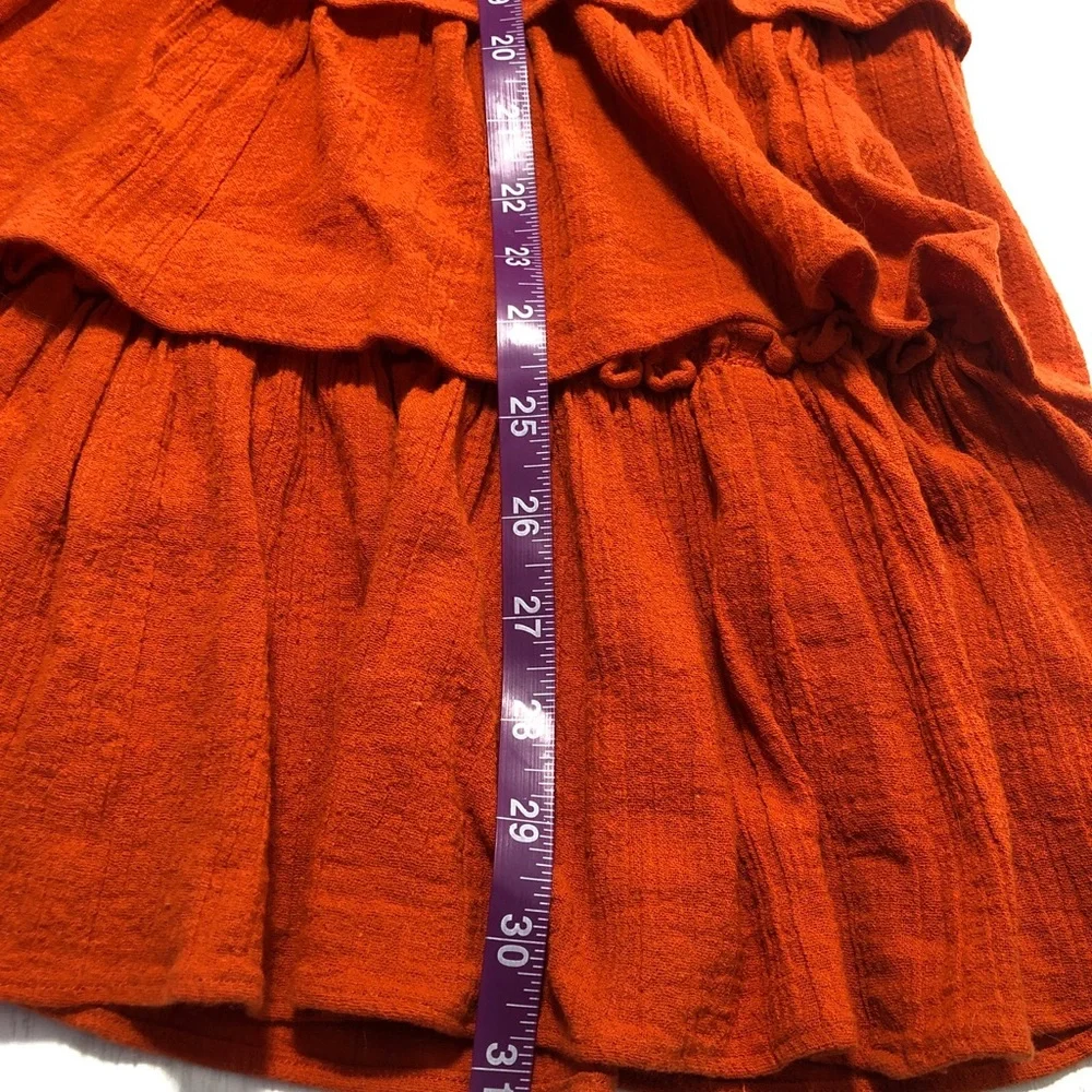 Free People Boho Sea Breeze Tiered Skirt Burnt Orange Sz Small Endless Summer